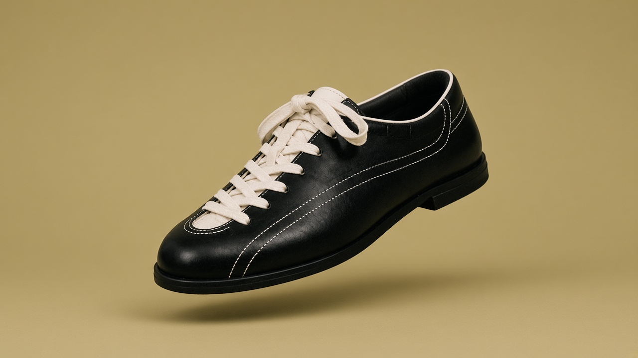 Ooma Ripple 001 — zapato negro con costura crema